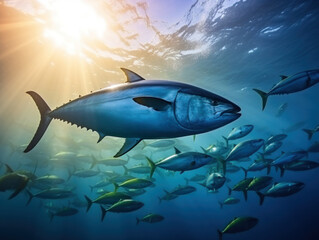 Naklejka premium Tuna in its Natural Habitat, Wildlife Photography, Generative AI
