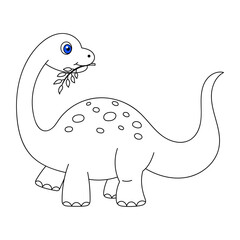 Coloring book for children baby Diplodocus, vector illustration, isolated on a white background, with a fun, cute character- a small dinosaur. For children's creativity , coloring by small children.