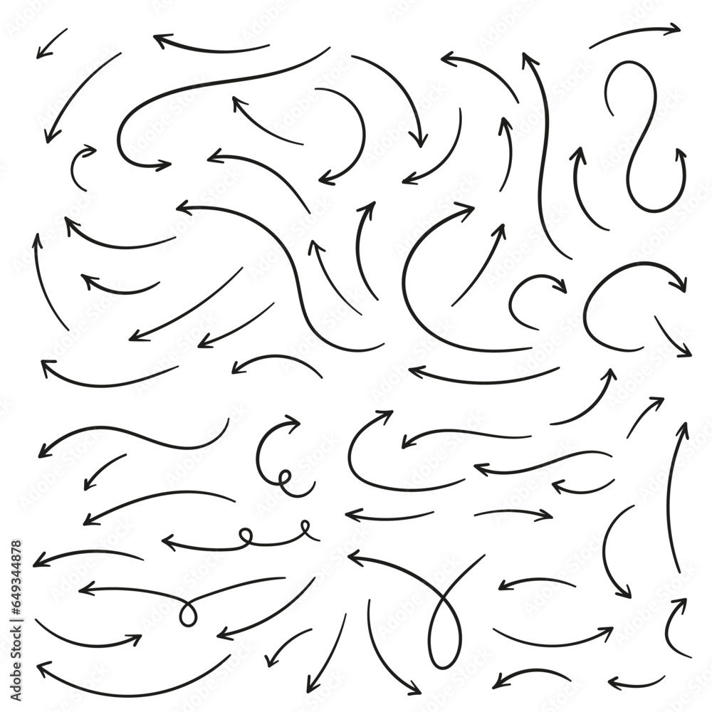 Aufkleber hand drawn arrows collection set simple flat arrows isolated on white background. arrow mark icons a