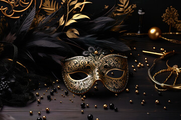 Elegant masks for New Year's Eve, sophisticated, shiny and a luxurious atmosphere