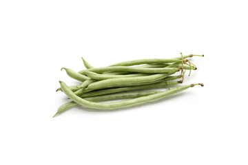 Fresh needle beans on white background