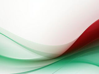 An Abstract Green and Red Presentation Background with Curved Lines Decorative Borders and Empty Space