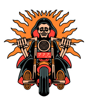 death biker tattoo illustration design