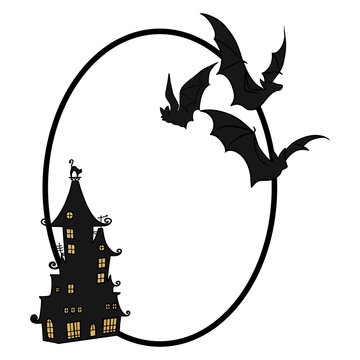 Haunted House Oval Frame