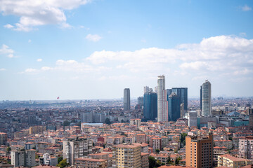 Fototapeta premium city ​​view of istanbul with skyscrapers and cloudy sky
