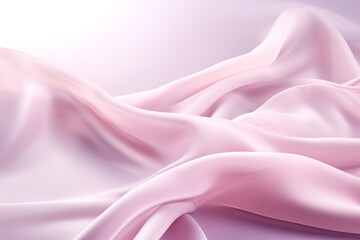 Beautiful silk pastel pink violet white cloth floating flying in the air. Mock up template for product presentation