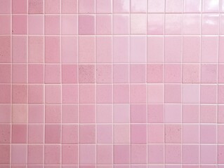 Fototapeta premium Pink tile wall chequered background bathroom floor texture. Ceramic wall and floor tiles mosaic background in bathroom | Generative AI