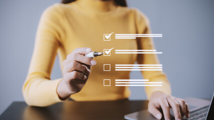 Online survey questionnaire with checkboxes. Complete an online survey form Creating a satisfaction...