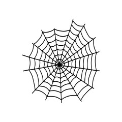 Obraz premium Cobweb. Spooky Halloween spider web. Vector isolated illustration. Gossamer. Spiderweb outline sign