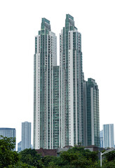 skyscrapers in downtown city. city building landscape. many high building is like city landmark of...