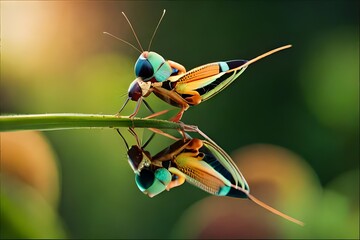 grasshopper on a leaf - Powered by Adobe
