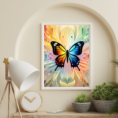 Yin Yang Patterned Butterfly Artwork in Home Interior Wall frame