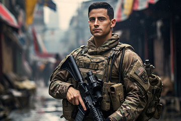 Fototapeta premium US Army soldier in the Mission