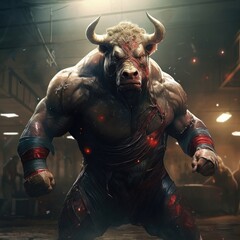 Fictional bull fighter - obrazy, fototapety, plakaty