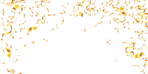 golden confetti abstract background isolated for celebration, surprise party, birthday and happy holiday