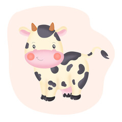 cartoon cow with big smile, cartoon cow clipart