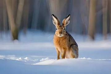 Foto op Canvas roe deer in snow © sehar