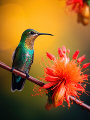 Fototapeta premium Hummingbird in its Natural Habitat, Wildlife Photography, Generative AI