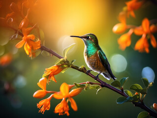 Obraz premium Hummingbird in its Natural Habitat, Wildlife Photography, Generative AI