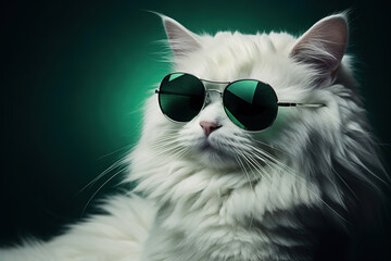 white cat wearing sunglasses, generative ai 