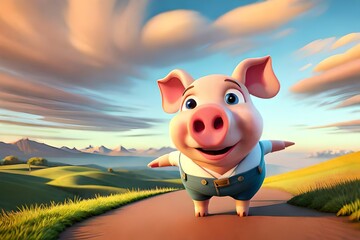 Obraz na płótnie Canvas pig on the meadow