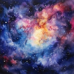 Watercolor Beautiful Painted Galaxy