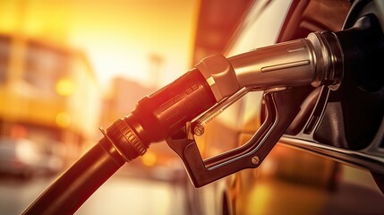 Refueling moment, automotive convenience, gas station scene, filling up the tank, energy replenishment, vehicle care, refueling action. Generated by AI. - obrazy, fototapety, plakaty
