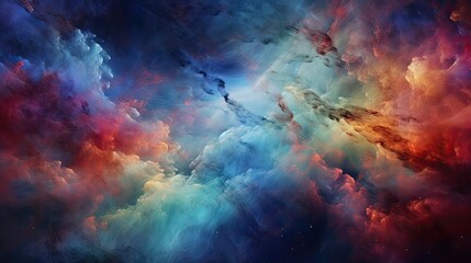 Space fireworks, interstellar chaos, galactic dance, breathtaking beauty, celestial wonder, mesmerizing chaos, cosmic collision. Generated by AI. - obrazy, fototapety, plakaty