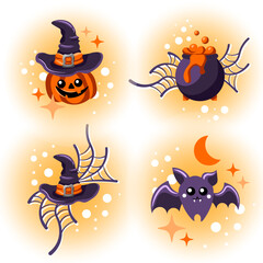 Happy Halloween. October 31. Set of simple vector illustrations. Ideal for poster media banner cover or card.