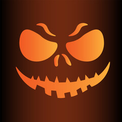 Halloween pumpkin with carved face silhouettes. Scary pumpkin or Halloween ghost. Vector illustration