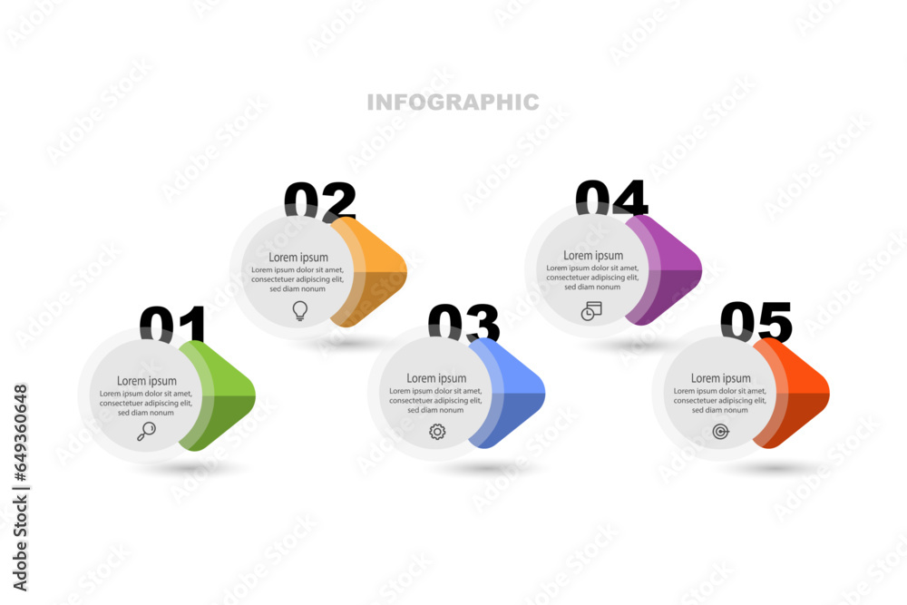 Poster infographic vector element with 5 step or options