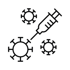 Vaccine and Vaccination web icons such as Vaccination of People, No Vaccination, Vaccination in the Shoulder, Vaccine for Children, Vaccine Against Virus.