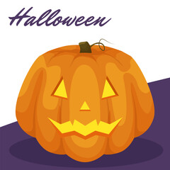 Halloween pumpkin with a scary face