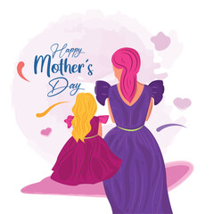 Mother character sitting next to her daughter Mother day celebration Vector