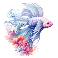 Fototapeta premium White Floral Fighter Fish Floral Fighter Fish , PNG, Illustration