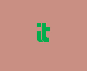 Creative green logo, monogram of the letters IT, for your company