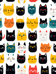 Seamless pattern with cats