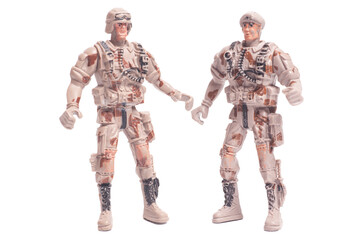 Toy soldiers isolate on a white background.