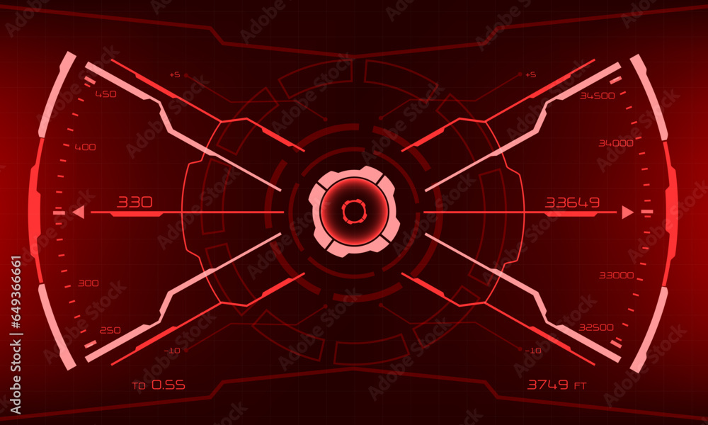 Poster hud sci-fi interface screen view red geometric design virtual reality futuristic technology creative