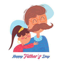 Cute daughter hugging her dad Happy father day Vector