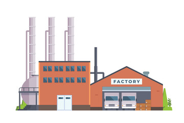Vector illustration of factory buildings flat design and front view for your design	

