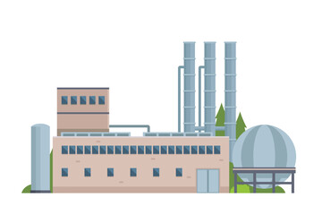 Vector illustration of factory buildings flat design and front view for your design	
