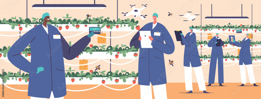 Aufkleber characters engage in automation of strawberry production that involves integration of technology, ro