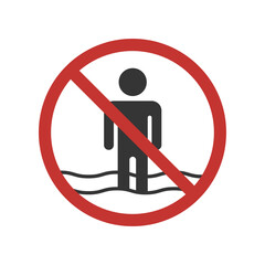 No wading sign. Dangerous. No swimming. Vector - obrazy, fototapety, plakaty
