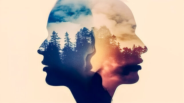 forest and man, double exposure