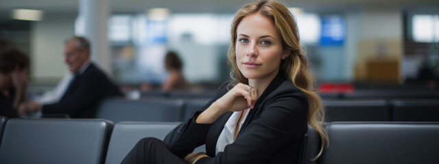 Portrait of a businesswoman in a suit at the airport