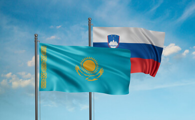 Slovenia and Kazakhstan flag