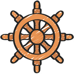 Pirate Ship Steering Wheel Icon