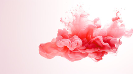 Pink abstract background with liquid splashes in the air, light crimson, serene watercolors.