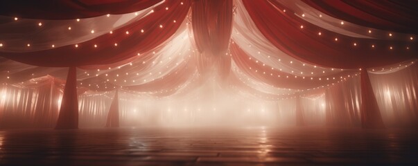 Retro syle circus tent in red and white colors - obrazy, fototapety, plakaty